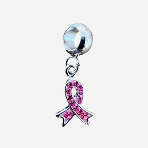 Pink Breast Cancer Awareness Ribbon Rhinestone Charm